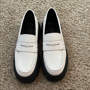 Marc Fisher White Loafers with Black Soles
